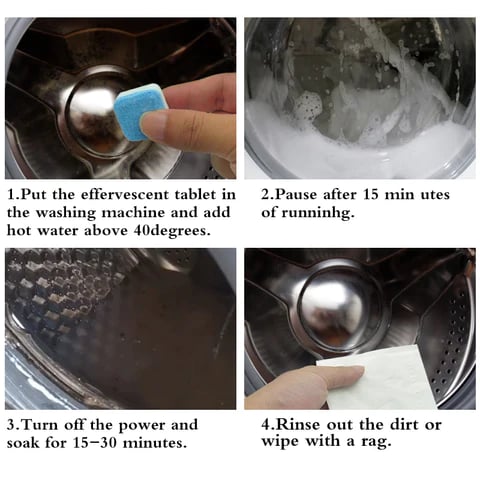 🔥12 PCS/Pack🔥Washing Machine Deep Cleaner Tablets – Eliminates 99% Germs, Removes Odors & Prevents Mold 🧽