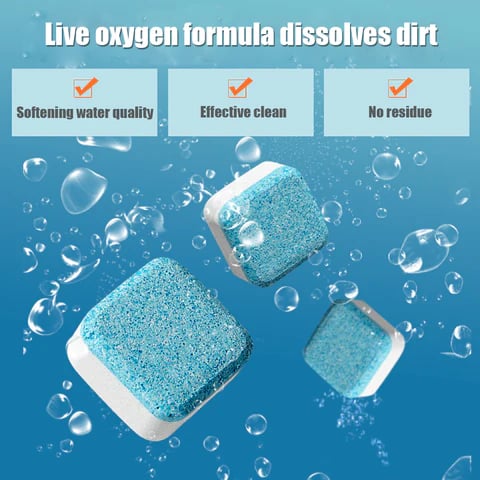 🔥12 PCS/Pack🔥Washing Machine Deep Cleaner Tablets – Eliminates 99% Germs, Removes Odors & Prevents Mold 🧽