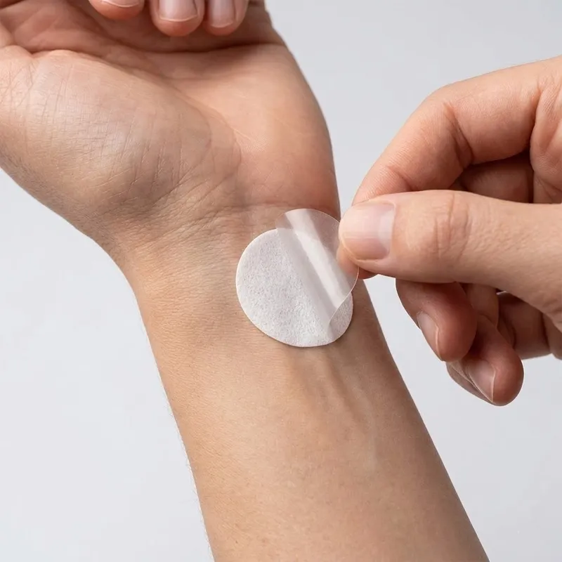 Peeling the backing from a Steady Hands patch