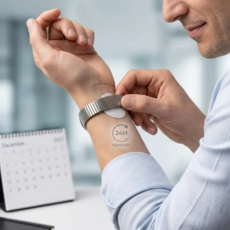 Wearing the Steady Hands patch discreetly under a watch